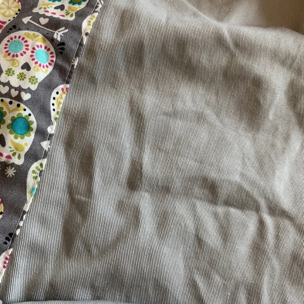 Sew Funky designer organic infant sling carrier on grey organic cotton